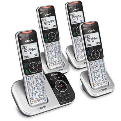 VTech VS112-4 Bluetooth 4 Handset Cordless Phone for Home with Answering Machine, Call Blocking, Caller ID, Intercom and Connect to Cell