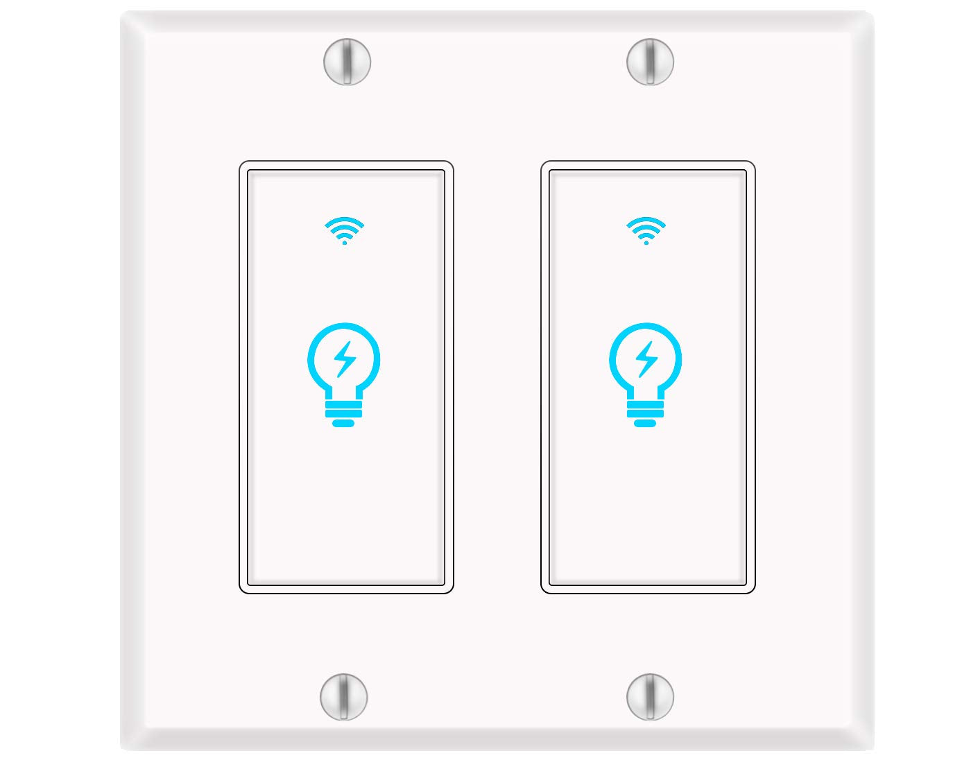 Smart Light Switch, Alexa Smart Double Switch, Smart Light Switch 2 Gang with Timing Schedule and Remote Control, Neutral Wire Needed, Compatible with Alexa and Google Home, Single Pole (2Pack)