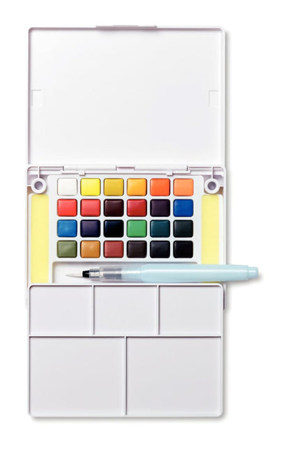 SAKURA XNCW-24N, 24 Assorted Watercolors Field Sketch Set with Brush