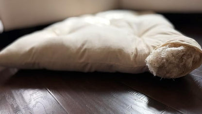 Rectangular Muslin Dog Bed Insert with Raw Cotton Filler, Natural Pet Bed Cushion Insert, Breathable Inner Pillow for Dog Bed Covers (Small 24"x15"x3")