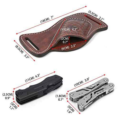 Tourbn Tourbon Leather Knife Sheath for Belt Pocket Folding Knife Holder Compact Draw Knifes Carrier EDC Tools Holster