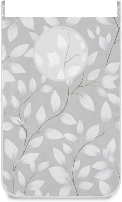 Grey Simple Leaves Hanging Laundry Hamper Door Hampers Bag Basket