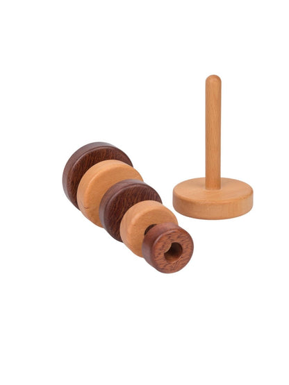 Wooden Stacking Rings for Babies, Montessori Stacker Toys for Toddlers 18+ Months, Educational Learning Sorter and Stacking Tower, Natural Wood Toy for Fine Motor Skills (Circle)