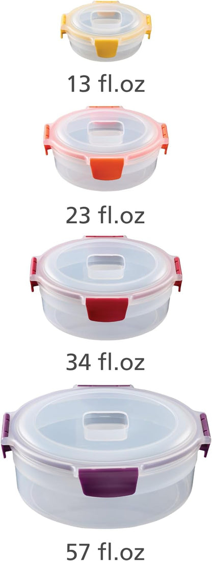 Joseph Joseph Nest Lock 8-piece Plastic BPA Free Round Food Storage Container