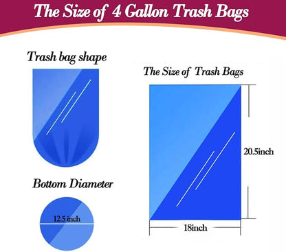4 Gallon/180pcs Small Pink Trash/Garbage Bags, Bathroom Can Bin Liners