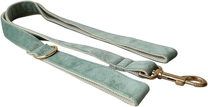 Love Dream Velvet Dog Collar and Leash Set, Soft & Comfy Adjustable Dog Leash and Collar with Heavy Duty Metal Buckle for Small Medium Large Dogs Training & Walking (Large, Mint Green)