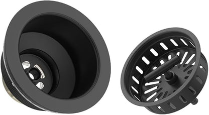 KONE Black Kitchen Sink Drain Matte Black Sink Strainer 3-1/2 Inch Drain