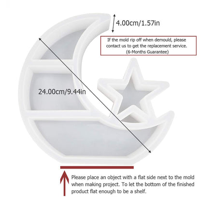 Moon Star Shelf Mold Silicone Crescent Display Stand Tray Epoxy Casting Mould DIY Jewelry Holder Storage Rack DIY Craft Home Decor