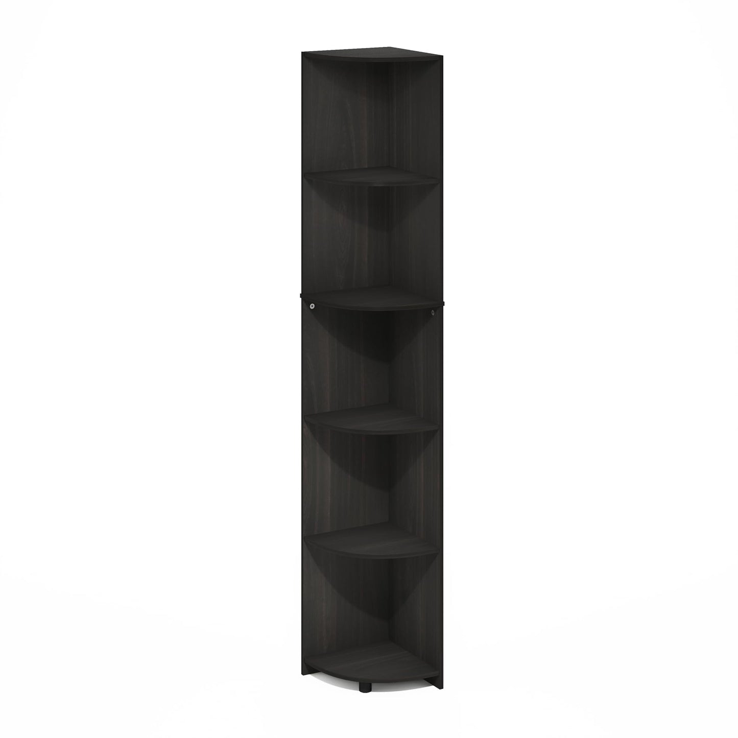 Furinno ECON Corner Shelf, 5-Tier Corner Book Shelf, Storage Shelves, Display Rack, Bookshelf, for Organization and Storage, Living Room, Home Office, Espresso