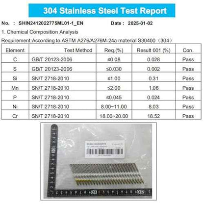 Framing Nails 304 Stainless Steel 21¡Æ Full Round Head Nail 21 Degree Ring Shank Nail for Pneumatic, Electric 21 degree Framing Nailer (2 inch (250 pcs))