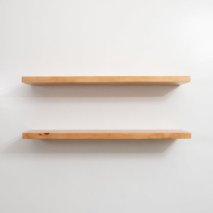 URBANDI, Rustic Floating Shelves, Set of 2, Hidden Bracket, Solid Wood, Heavy Duty, Wall Mounted Shelves, (Brown, 24Wx6D)
