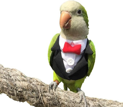 Bird Clothes Birds Flight Suit,Tuxedo Business Suit for Parrots African Greys Parakeet Cockatiel Sun Conure Christmas Party Birthday Cosplay Photo Prop Small Animals Apparel (5XL,Black Suit)