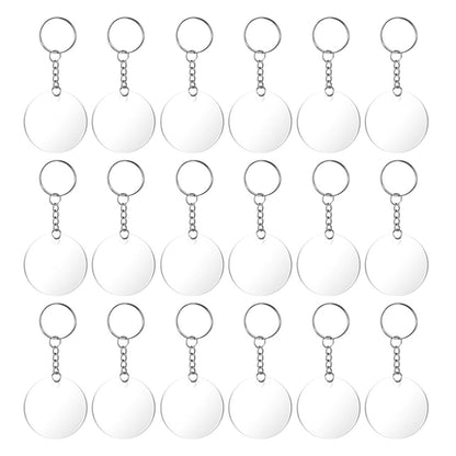EXCEART 40 Sets Acrylic Keychain Blanks with Key Chain Rings 2.55 Inch Ornaments Blanks with Holes Clear Discs Circles for DIY Crafts Projects