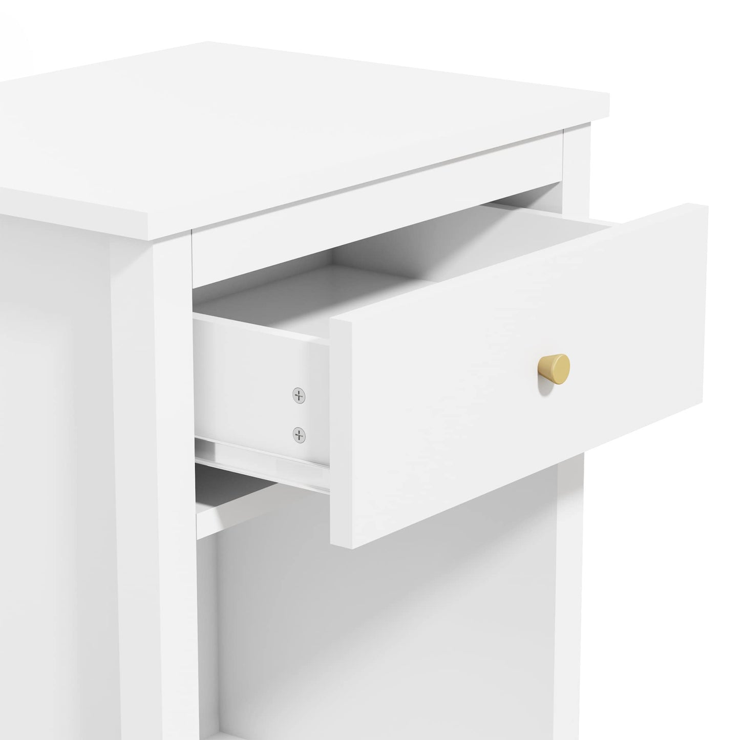 Nightstand with Drawer, 26.77''H Wooden Nightstand with Drawer & Open Storage Shelf, Modern Bedside Table for Kids, End Table for Living Room Bedroom, White