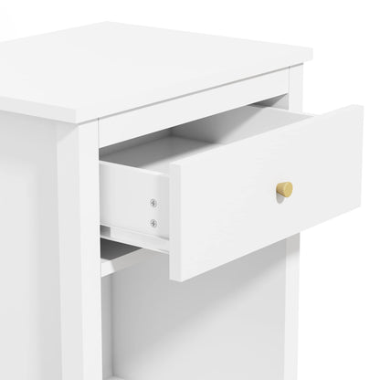 Nightstand with Drawer, 26.77''H Wooden Nightstand with Drawer & Open Storage Shelf, Modern Bedside Table for Kids, End Table for Living Room Bedroom, White