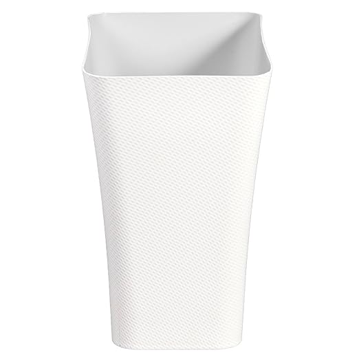 Clorox Textura Slim Trash Can - 3.1 Gallon Small Waste Basket for Narrow Spaces - Skinny Plastic Garbage Bin for Bathroom, Bedroom, or Office, White