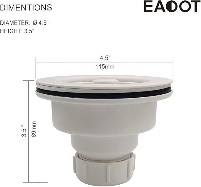 3-1/2 Inch Polymer White Sink Drain Assembly