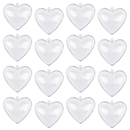 Jangostor 20 Packs Clear Heart Ornaments Balls Valentine‘s Day Ornaments Ball to Fill, DIY Plastic Fillable Valentine Decorations Tree Balls Baubles Craft Transparent Ball (6.5CM)
