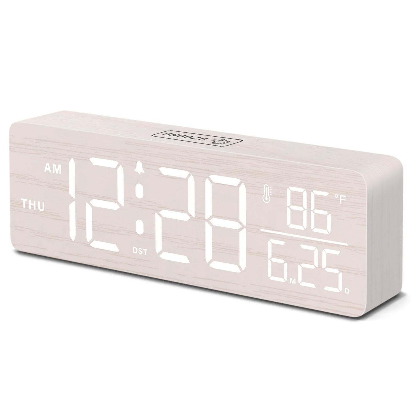 DreamSky Wooden Digital Alarm Clock with Date & Day of Week for Bedroom