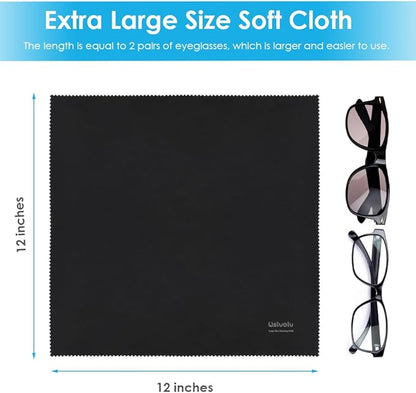 6PCS Large Eyeglass Cleaning Cloths, 12 x12 inches Glasses Cleaner,