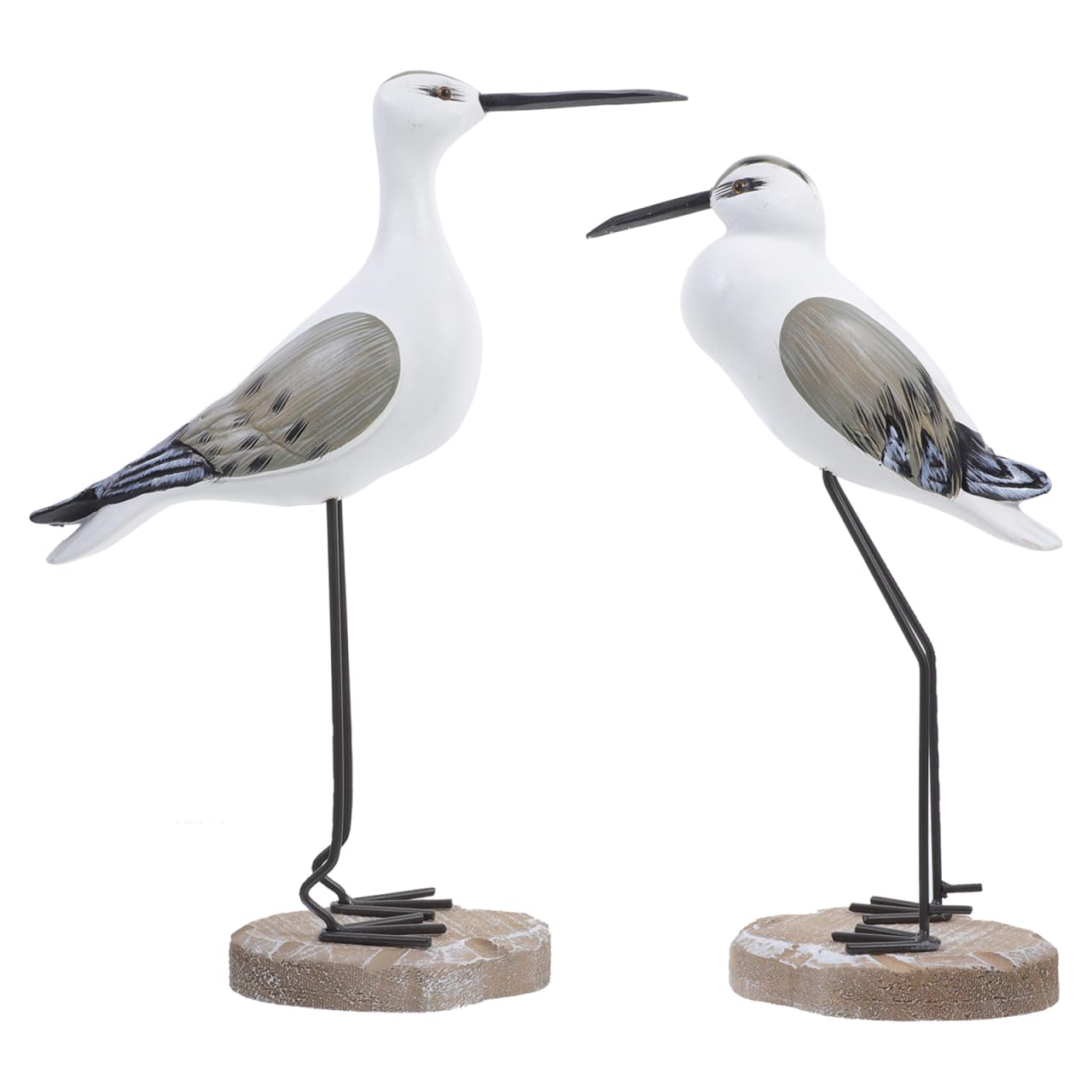 Seagull Ornaments Set 2 Wooden Coastal Bird Figurines for Home Nautical Tabletop Decorations Beach House Accents 14In X 8In