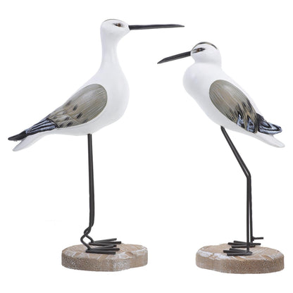 Seagull Ornaments Set 2 Wooden Coastal Bird Figurines for Home Nautical Tabletop Decorations Beach House Accents 14In X 8In