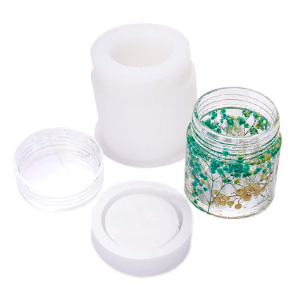 4 Style DIY Jewelry Resin Casting Molds Bottle Storage Jar With Lid Crystal Epoxy Mold Kit Handmade Craft Aromatherapy Candle Making Tool Clear Silicone Plaster Clay Mould (Cylinder Bottle)