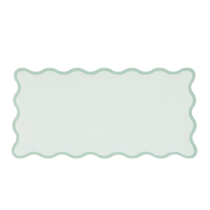 Ralxion Sage Green Scalloped Desk Mat, 31.5" x 15.7", PU Leather, Waterproof Anti-Slip, Cute Aesthetic Desk Pad for Office/Home/Game/Vanity Large