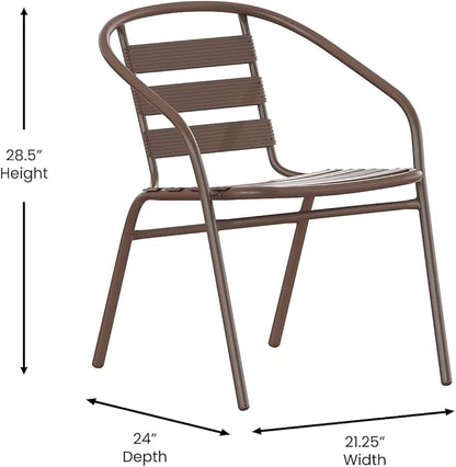 Flash Furniture Lila Metal Restaurant Stack Chairs with Metal Slats, Set of 4, Bronze