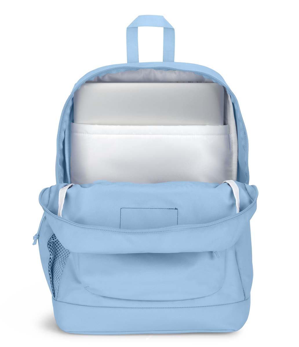JanSport Cross Town Plus Backpack - Large Main Compartment, Side Water Bottle Pocket, 15-Inch Padded Laptop Sleeve - Blue Dusk