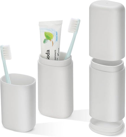 Travel Toothbrush and Toothpaste Case, 2 in 1 Gray Toothbrush Holder and Rinse