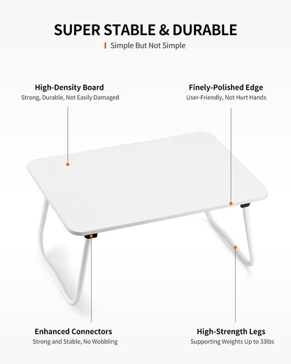 FISYOD Foldable Lap Desk, Laptop Bed Desk, Portable Bed Table, Laptop Stand for Bed & Couch, Lightweight & Mini - White
