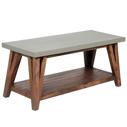 Brookside 40 in. Wide Entryway Bench - Industrial Farmhouse Style with Concrete-Coated Top and Solid Wood Base, Versatile Use for Storage, Seating in Entryway, Outdoor, or Dining Room