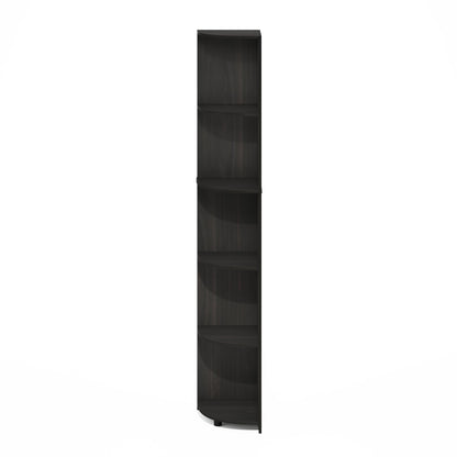 Furinno ECON Corner Shelf, 5-Tier Corner Book Shelf, Storage Shelves, Display Rack, Bookshelf, for Organization and Storage, Living Room, Home Office, Espresso