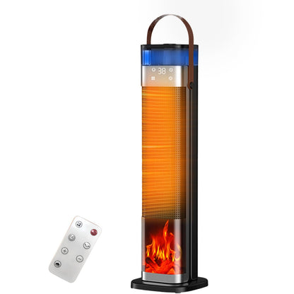 Yighlima Space Heater Indoor, 25" 1500W PTC Ceramic Heater with atomization and humidification function, 3 Modes, 3D Flame, 12H Timer, 45° Oscillating, with Remote, Tower Heater for Office Bedroom