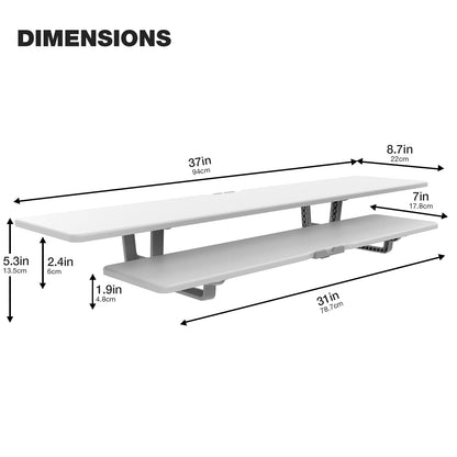 ECO-WILL Dual Monitor Stand, 2-Tier Wood Monitor Riser with Storage Organizer and Cable Management, White