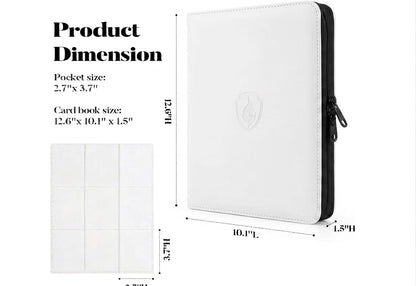 Trading Card Binder Album 9 Pocket, 351 Capacity Card Organizer with Zipper, Side Loading Double-Sided Sleeves, Waterproof PU Leather Card Collection Binder for TCG, MTG, Sports Cards