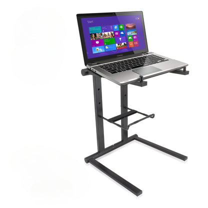 Pyle Portable Folding Laptop Stand - Standing Table with Foldable Height and Secondary Accessory Tray for iPad, Tablet, DJ Mixer, Workstation, Gaming and Home Use with Bag - PLPTS35