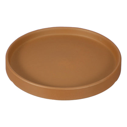 YELARXI 6.7 Inch Ceramic Plant Saucers, Round Flower Planter Water Trays Ceramic Plant Saucer Pot Tray -Fitting for (Outdoor/Indoors/Garden/Planting/Water/Flower/Coffee) Dark Orange