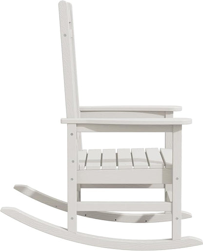 KINGYES Oversized Outdoor Rocking Chair Set of 4, High Density Polyethylene Patio Rocking Chairs with 330lbs Support for Adults, White