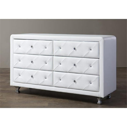 Baxton Studio Luminescence Wood Contemporary Upholstered Dresser, White