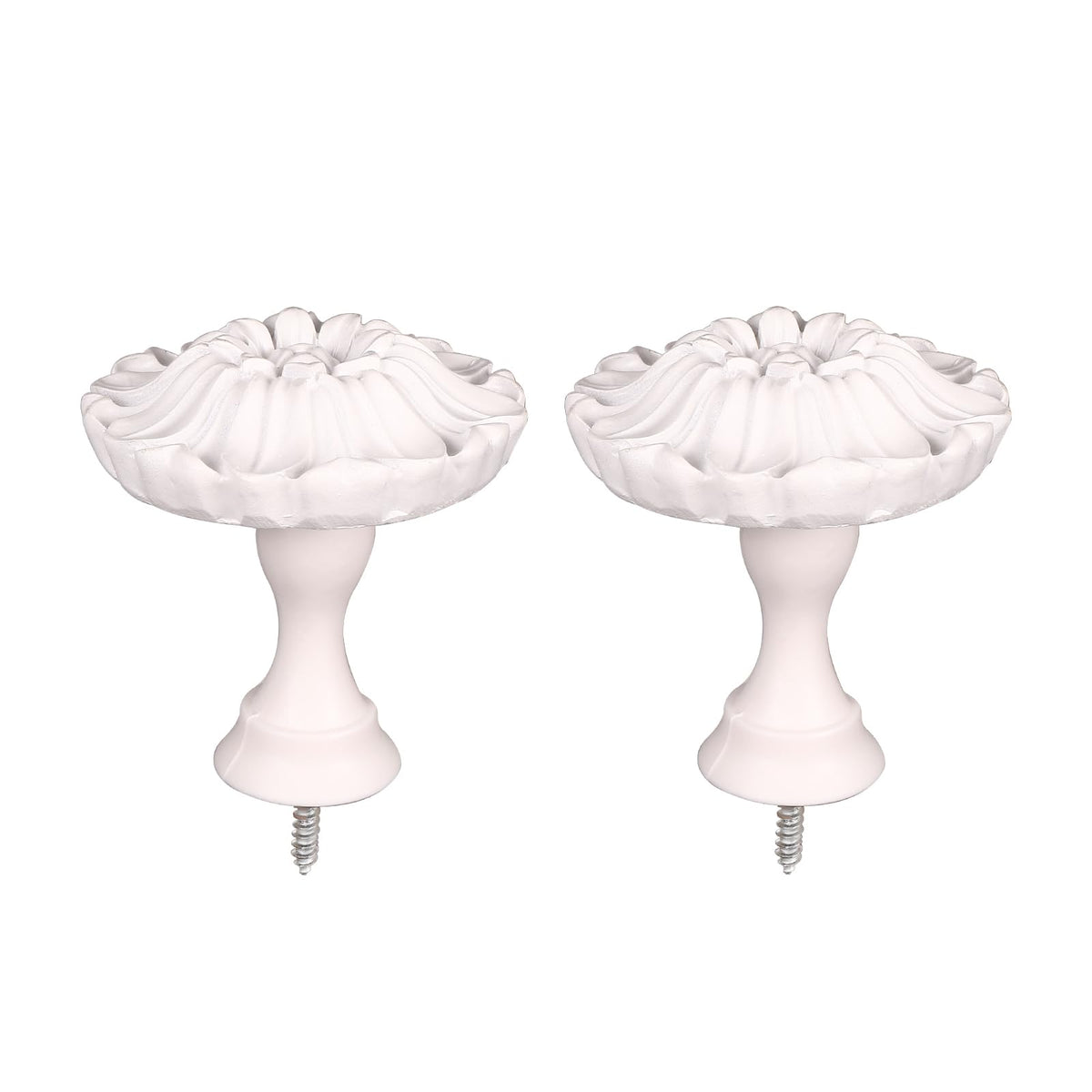 SUQIOME Set of 2 Blossom Window Drapery Vintage Curtain Adhesive Medallion Holdbacks Tiebacks, Wall Hook, Tassel Holder for Room (White)