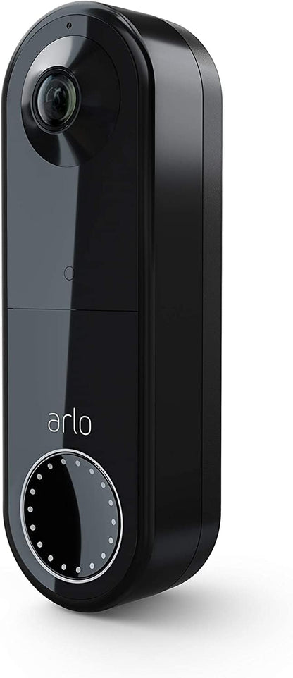 Arlo Essential Wire-Free Battery Operated Video Doorbell - HD Video, 180° View, Night Vision, 2 Way Audio, Direct to Wi-Fi No Hub Needed, Black - AVD2001B (Renewed)