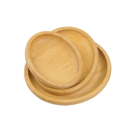 Wood Trays 3 Piece Set Decorative Wooden Serving Platters, Round Rustic Decor Trays for Coffee Tea Candle Food Dessert Snack Fruit Perfume Vanity, Oval