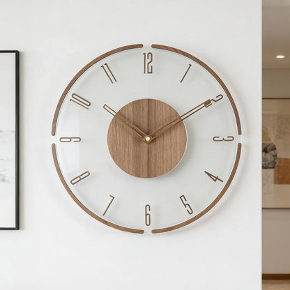 Lucktime Modern Minimalist Wooden Wall Clock - Silent Non-Ticking Battery Operated Wall Clock for Living Room Bedroom Kitchen Office Decor, 12 Inch Large Wall Clock with Sleek Open Frame Design