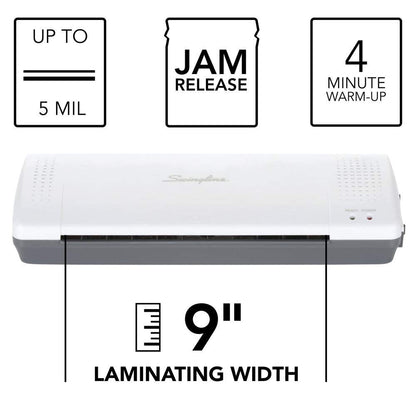 Swingline GBC Thermal Laminator Machine, Inspire, 9 Inch, Quick Warm-Up, 3 or 5 Mil, with 5 Standard Laminating Pouches for Home, Office and Classroom, Black (1701857)