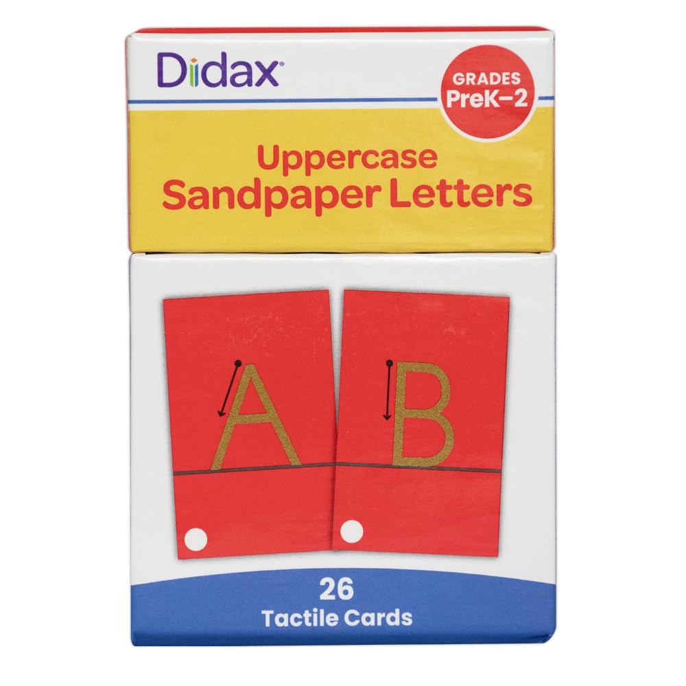 Didax Uppercase Sandpaper Letters - 28 Tactile Alphabet Cards for Grades Pre-K to 1st - Educational Letter Resources for Young Learners