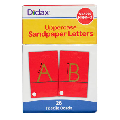 Didax Uppercase Sandpaper Letters - 28 Tactile Alphabet Cards for Grades Pre-K to 1st - Educational Letter Resources for Young Learners