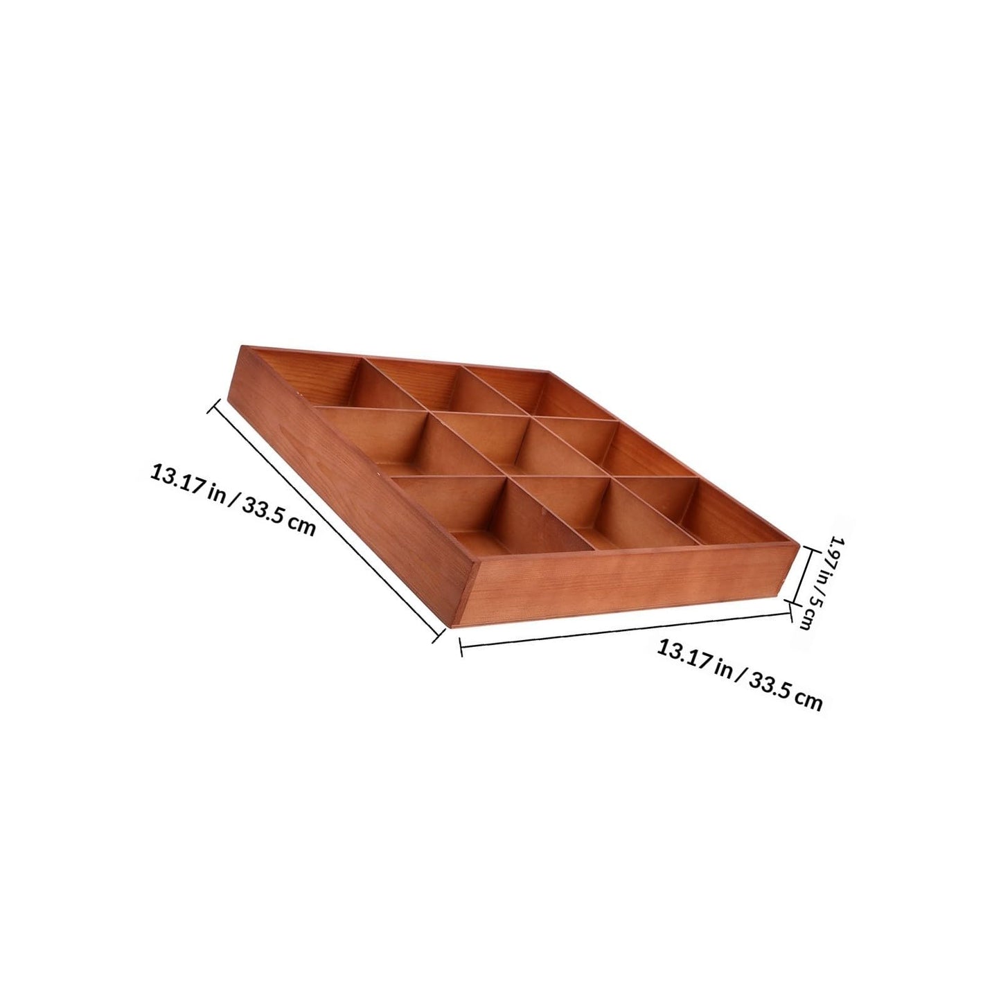Garneck Wooden with Multiple Compartments Brown Natural Wood Material Storage Divider Box for Jewelry and Small Parts Organizing Versatile Use on Tabletop in Room