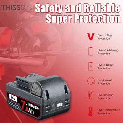 2P 18V 7.0Ah Replacement for Milwaukee Battery Lithium-ion Compatible with Milwaukee Battery 18V 48-11-1820 48-11-1850 48-11-1860 48-11-1870 Cordless Power Tools